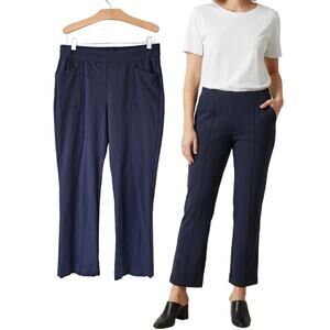 EILEEN FISHER Navy System Washable Stretch Crepe Pocket Ankle Pant Small Petite